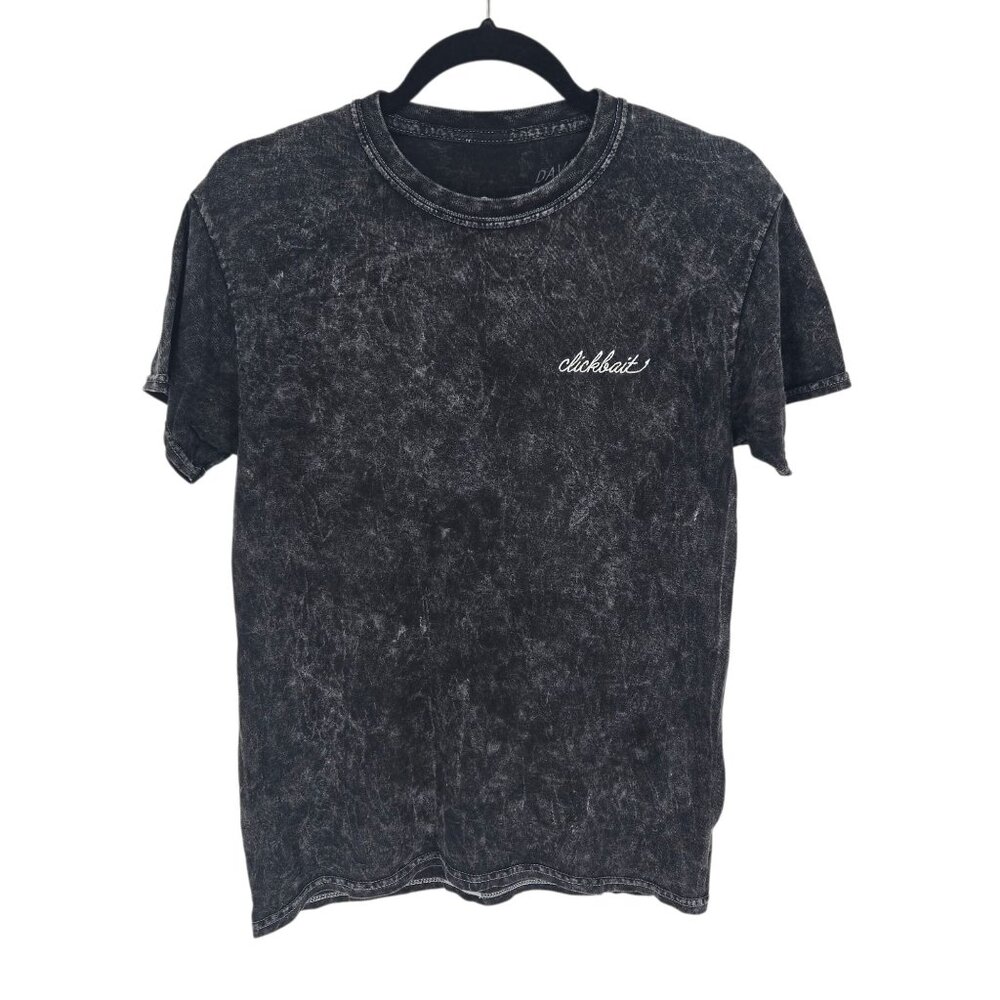 David Dobrick mens size small Clickbait embroidered acid gray wash short sleeve